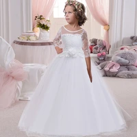 white fancy kids dresses for girls teenager bridesmaid elegant princess wedding lace dress vestido party formal wear 4 14 years