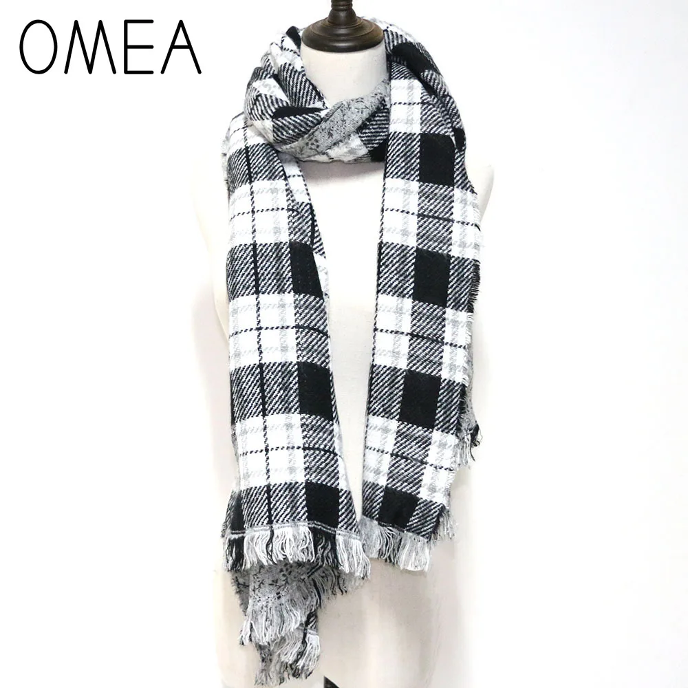 OMEA шарф женские зимние аксессуары цветочное пончо шаль клетчатая накидка