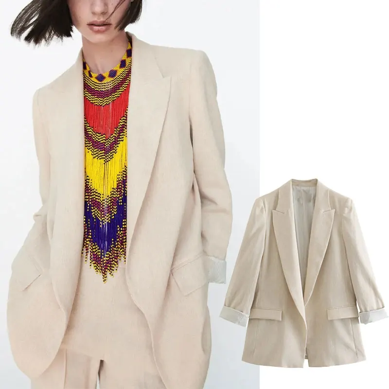 

Za Woman 2021 Holiday Style Casual Blazer Women Coat Long Sleeve Blazers Set Autumn Jacket Office Elegant Chic Female Tops