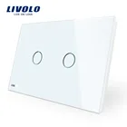 Настенный выключатель LIVOLO, цвета слоновой кости, стеклянная панель, стандартный сенсорный светильник ключатель со светодиодным индикатором, диммер, пульт дистанционного управления