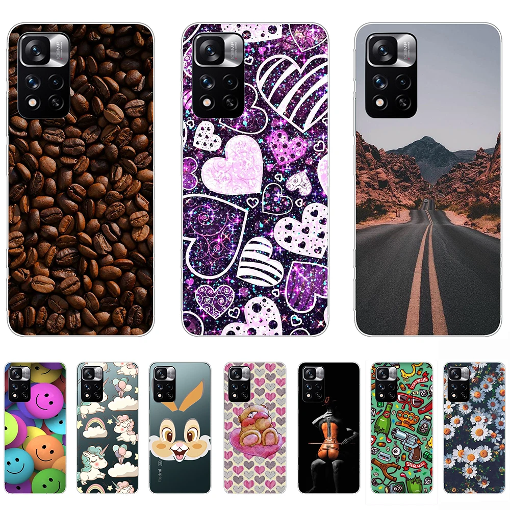 

Case for Xiaomi Redmi Note 11 Silicon Cute Cartoon Shell Cover on Redmi Note 11Pro 11Pro+ Anti-knock Fundas Coque Etui Bumper