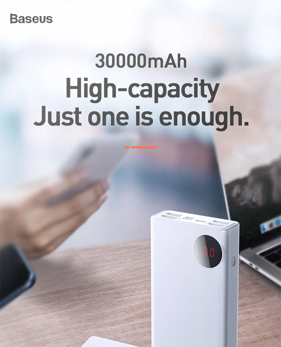 Baseus Quick Charge 3,0 30000 мАч Внешний аккумулятор Тип C PD 30000 мАч Внешний аккумулятор портативное зарядное устройство для iPhone Xiaomi Mi