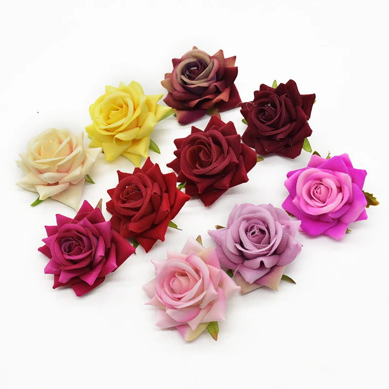 10Pcs Silk Roses Bridal Accessories Clearance Artificial Flowers for Home Wedding Decoration Diy Gifts Box Festival Supplies