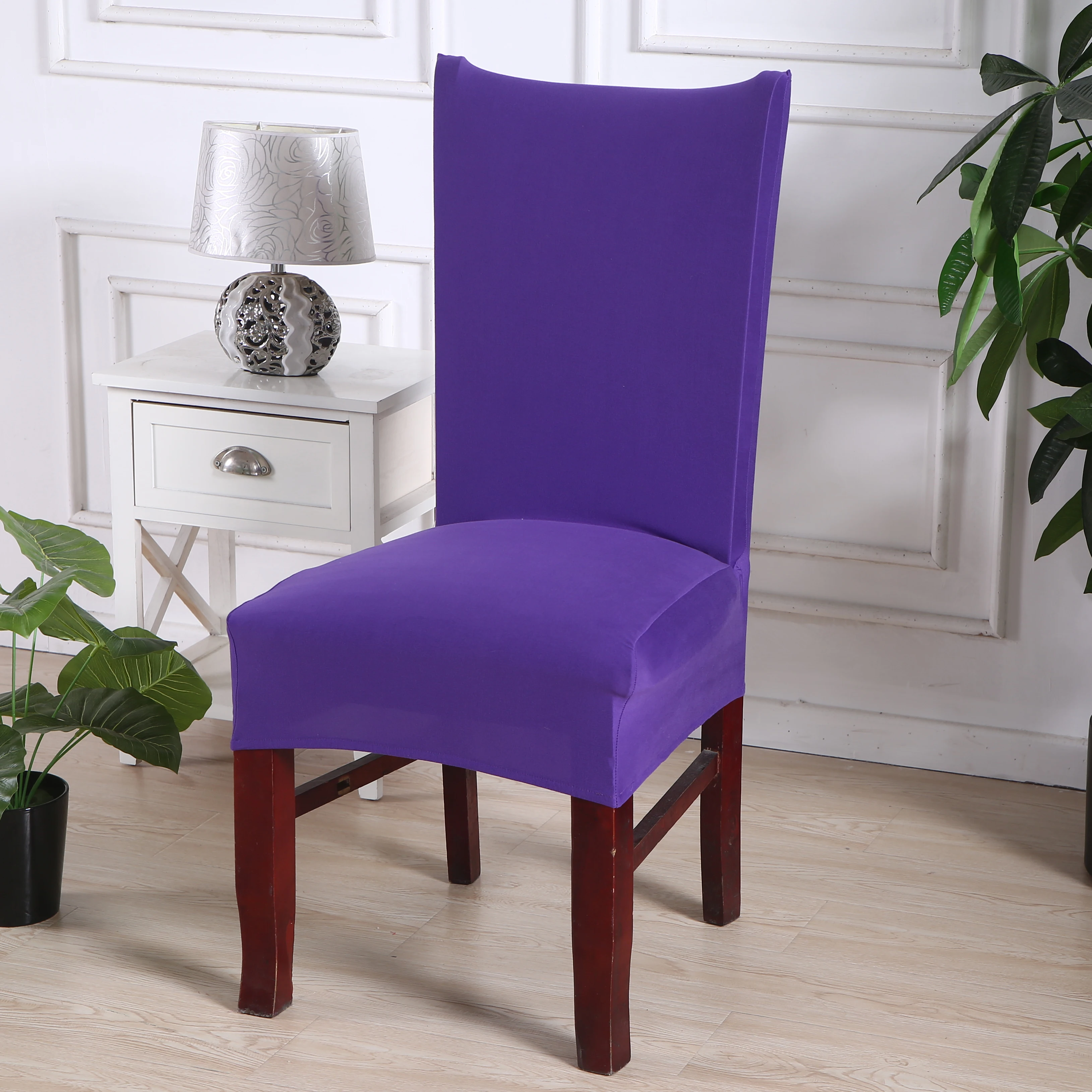 Съемный однотонный стул из спандекса стрейч на кресло эластичная лента для