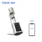 Умный цилиндрический дверной замок, электронный замок с дистанционным управлением через приложение, клавиатурой, кодовой картой и блокировкой TT для моделей ЕС