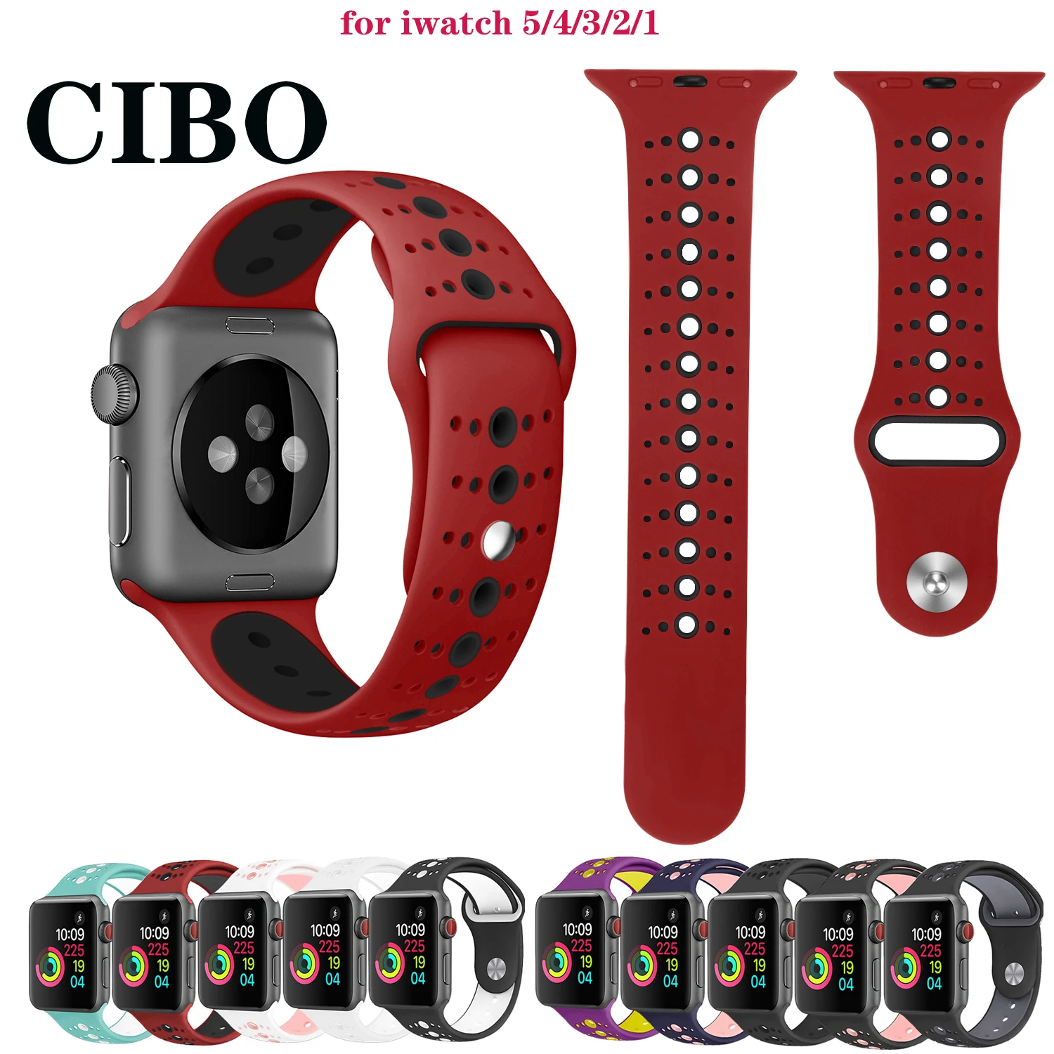 Ремешок для Apple Watch band 44 мм 40 42 38 iwatch series 5 4 3 2 1 спортивный силиконовый браслет