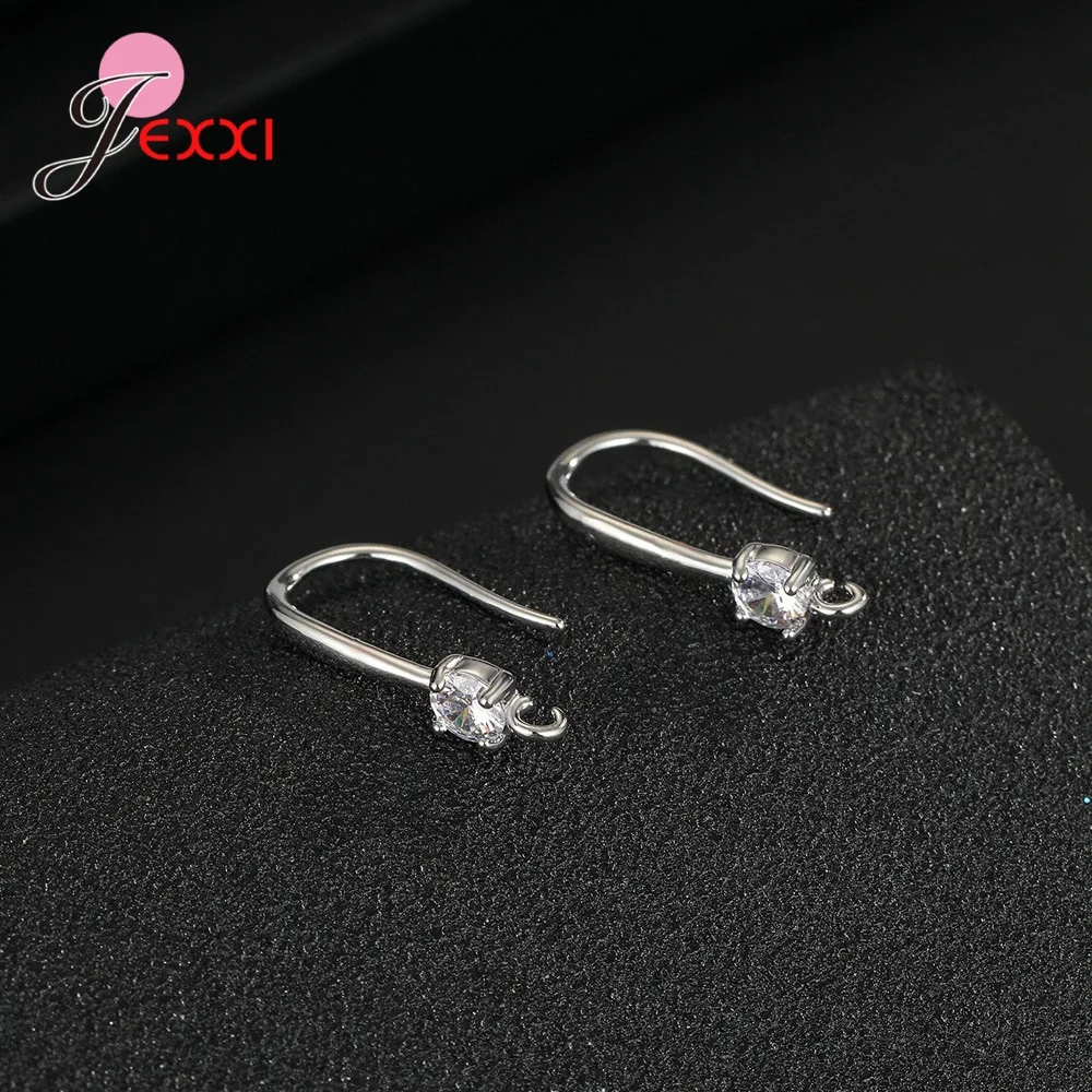 

925 Sterling Silver Findings DIY Earring Hooks Wire Settings Base Drop Hoops Earrings Accessories For Jewelry Making Supplies