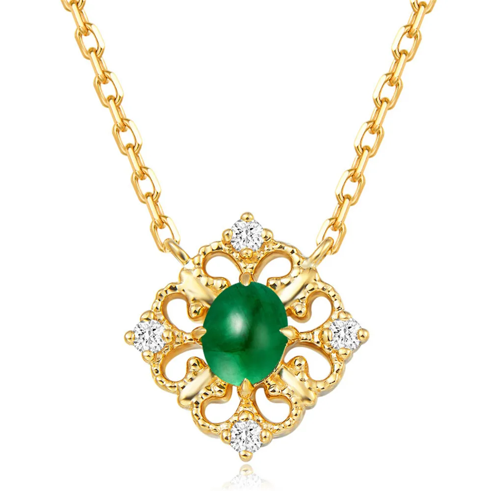 Винтажные резные изумруды кулон с зелеными кристаллами ожерелья для женщин