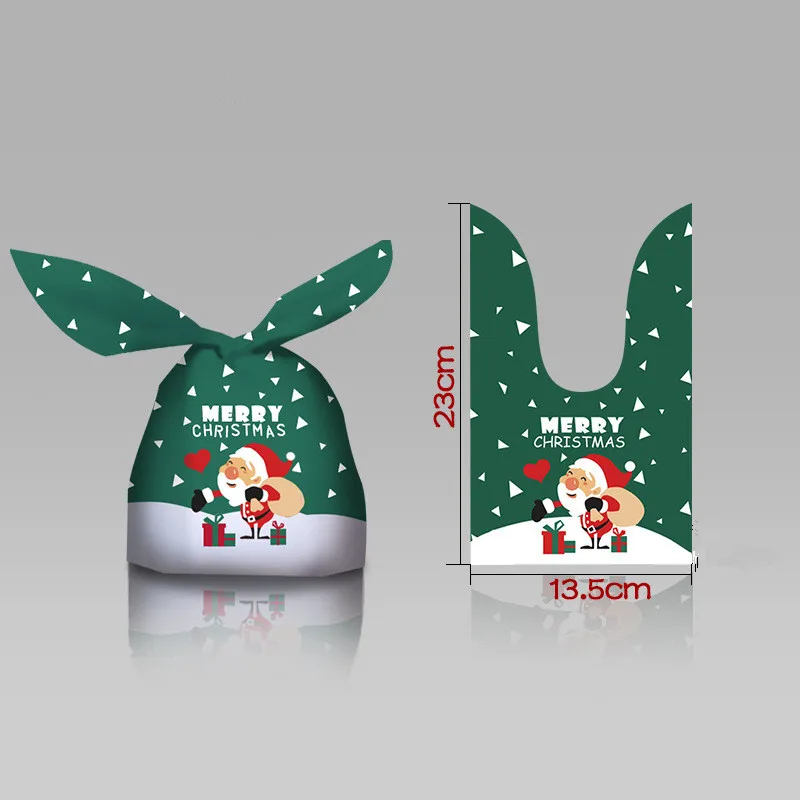 

Lovely Rabbit Ear Christmas Candy Gift Bag Xmas Packing Plastic Bags 2021 Christmas Decor for Home Navidad New Year Gift 50pcs