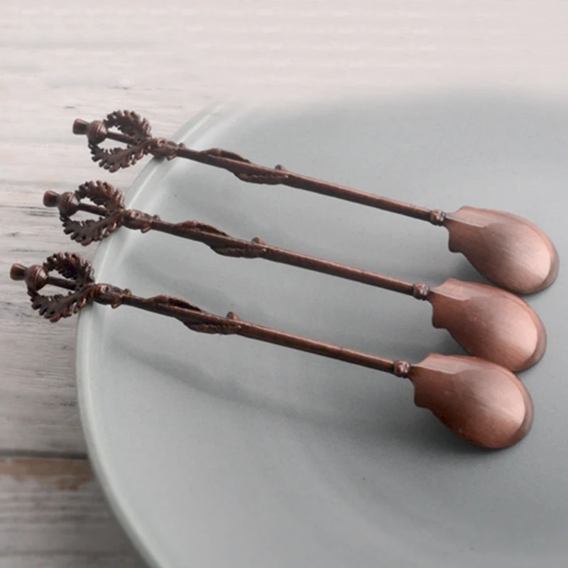 Кофейная ложка в стиле ретро из сплава креативная винтажная черная чайная для