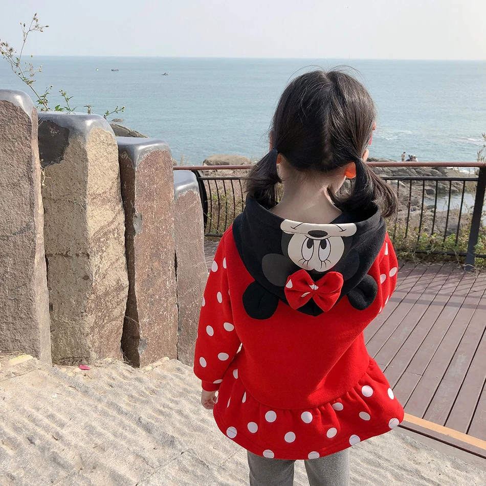 Детская толстовка с капюшоном и изображением Микки Минни Диснея теплая зимняя