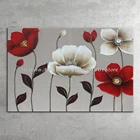 Ручная роспись, холст, масляная живопись, цветок, красно-белый, Современное абстрактное искусство картины настенные для гостиной, украшение для дома