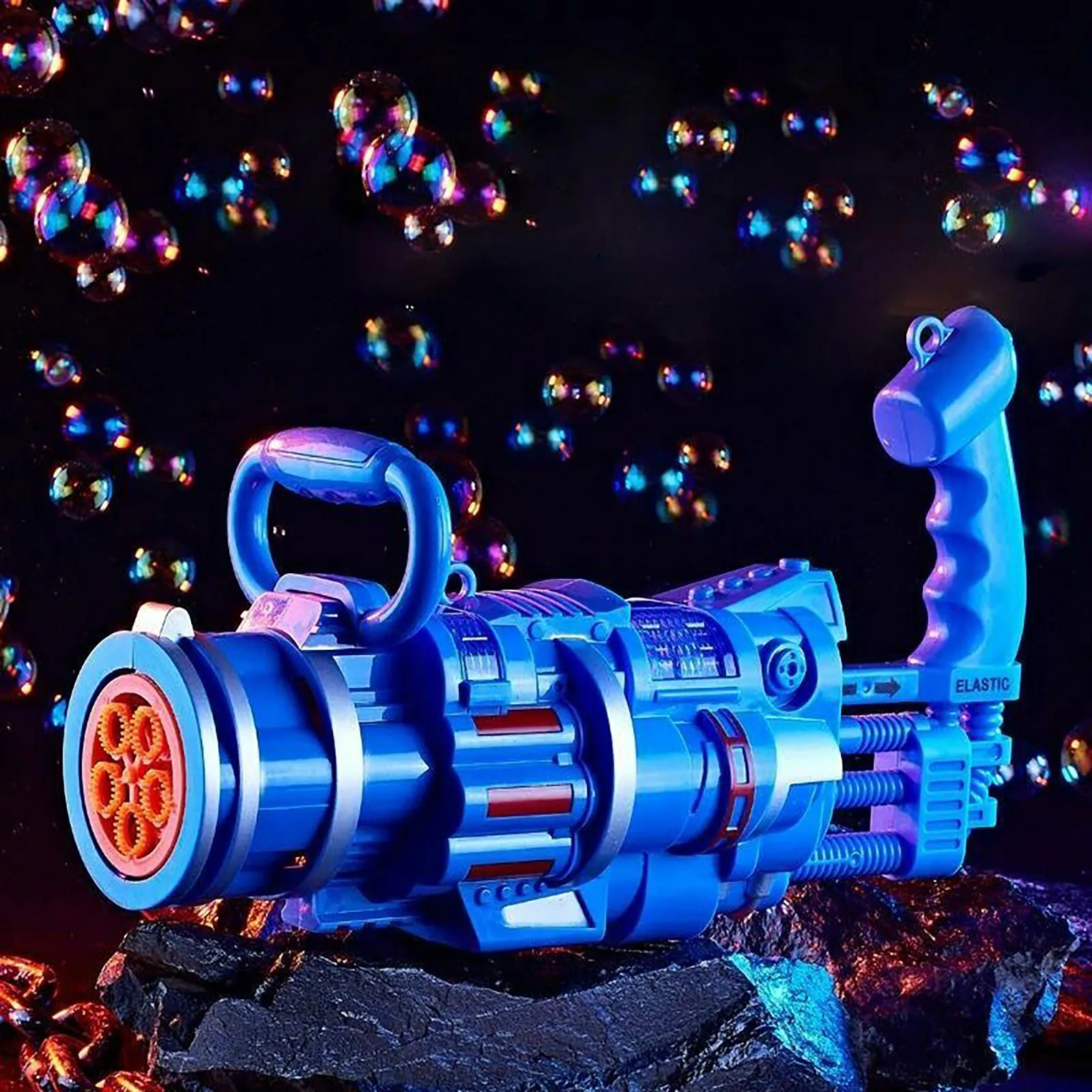 

120ML 3 COLORS Automatic Gatling Bubble Gun Toys Electric Bubble Five Hole Huge Amount Automatic Bubble Machine Rotary Tube