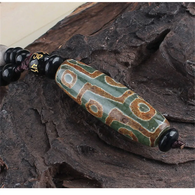 Nine Eye Tibet Dzi Pendant Drop Choker Nacklace Natural Stone Materials Fashionable Style Heaven Bead Bring Good Luck | Украшения и