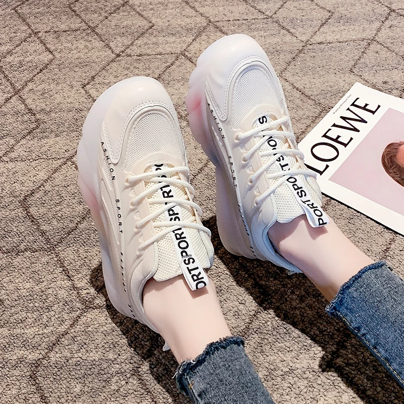 

Platform jelly shoes 2021 Explosions Leisure and Fashion Sports Shoes Summer Breathable Hollow Mesh Shoes Students Joker White