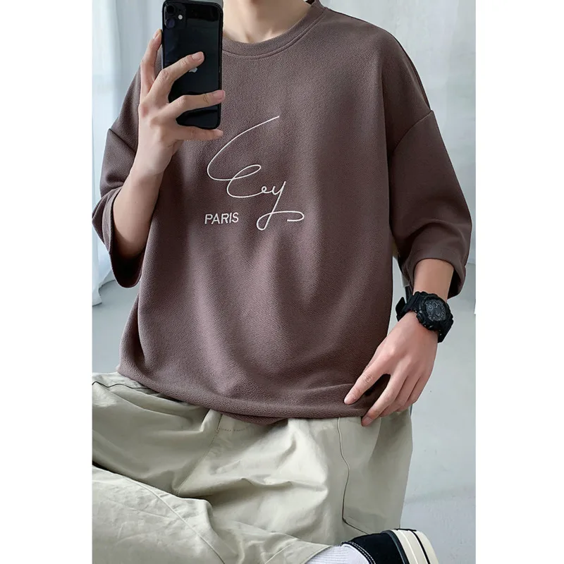 

Men's short-sleeved T-shirts 2021 summer new round neck pullover printing loose top casual T-shirt campus youth men's clothing