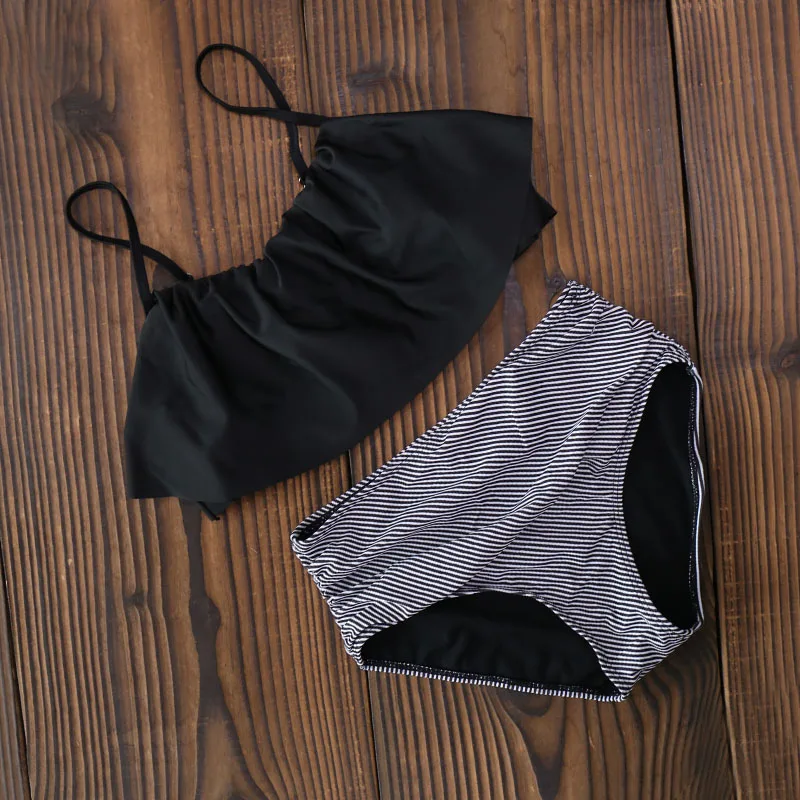 

2021 Bikinis Women Swimwear High Waist Swimsuit Halter Sexy Bikini Set Retro Bathing Suits Plus Size Swimwear XXL