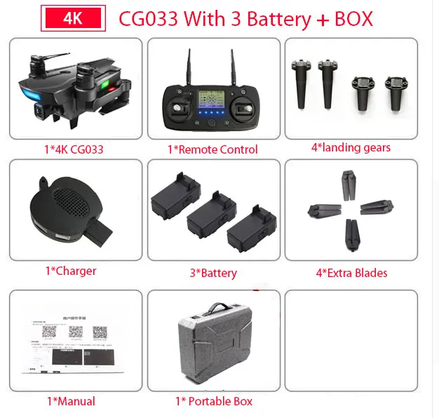 Синий Беспилотный летательный аппарат CG033 бесщеточный FPV RC quadcopter с 4K HD, Wi-Fi, Вертолет камеры quadcopter GPS Дрон с камерой и SG906 F11 квадракоптер вертолет квадрокоптер квадрокоптер с камерой - Цвет: Синий
