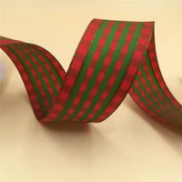 38mm wire edge ribbon red green plaid for dress bow birthday decoration chirstmas gift diy wrapping 25yards n1095