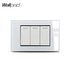 Группа 3 США Мгновенный Переключатель Wallpad L3 белый Стекло стены Панель 118*75 мм АС это IL отель Кнопка сброса Шторы выключатель для дверного звонка