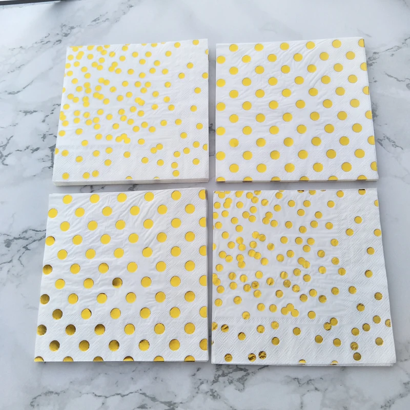 20 шт. салфетки из розово-золотого металла с мраморным узором в горошек большие 33