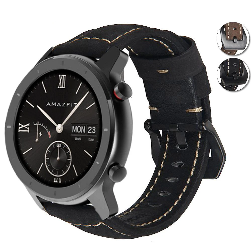 Сменный Браслет для Amazfit GTR 42 мм ремешок Xiaomi Huami gtr 47 Stratos/2 Смарт часы кожаный