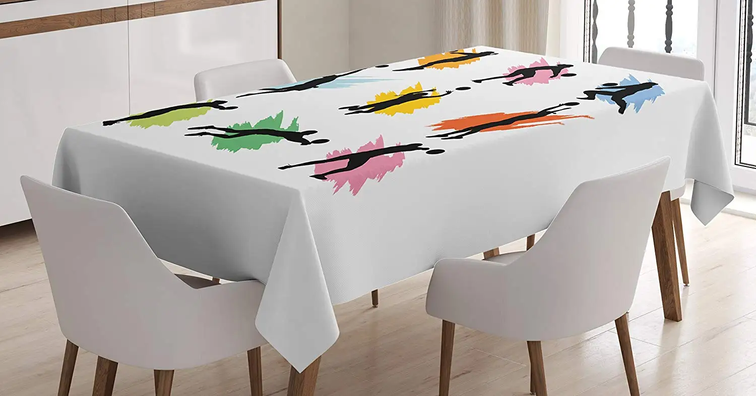 Волейбольная скатерть Спортивные Люди платья красочные мазки различные позиции