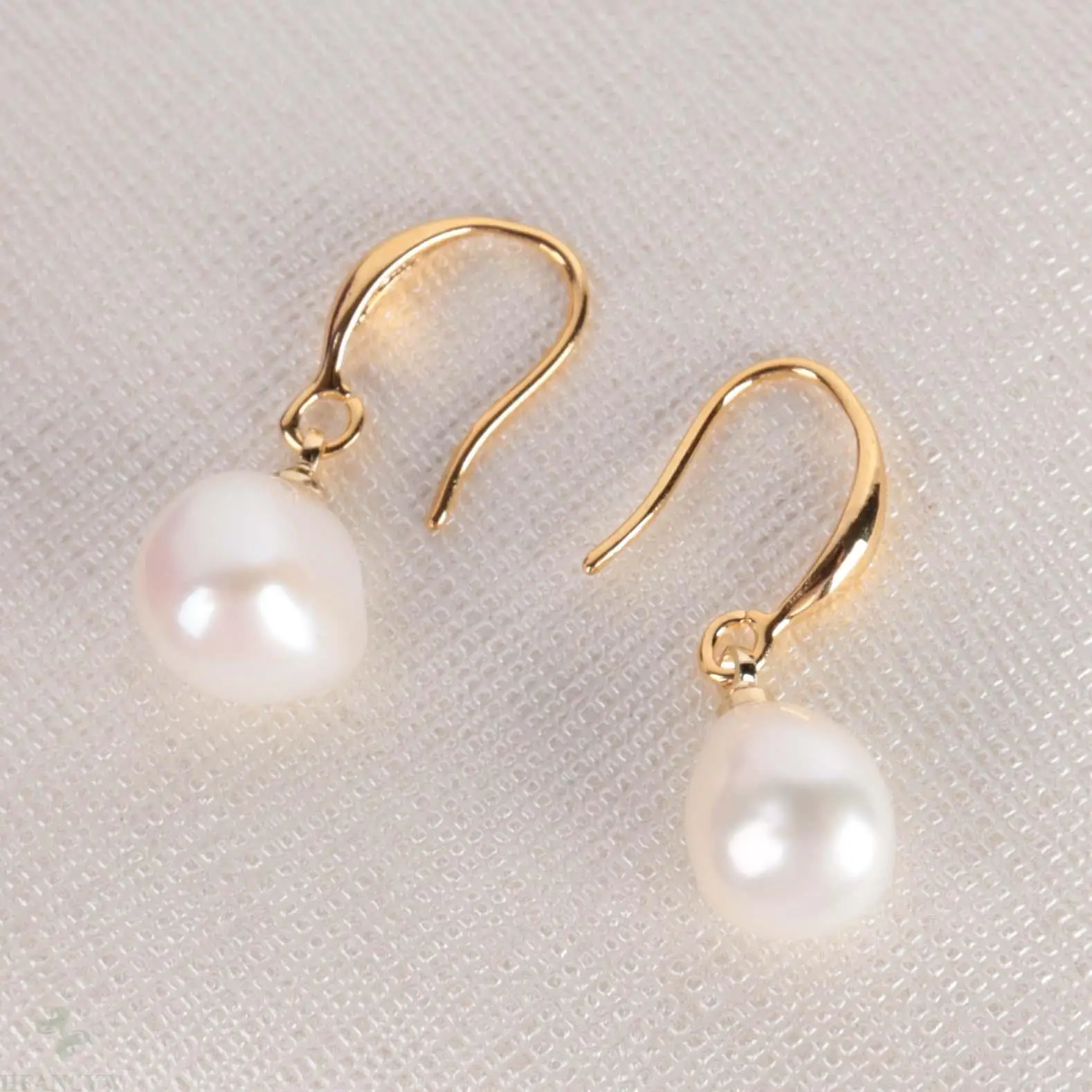 

10-11 мм белый натуральный барочный жемчуг серьги 18k ушные капли культивированный классические длинные висячие серьги, модное ювелирное изде...