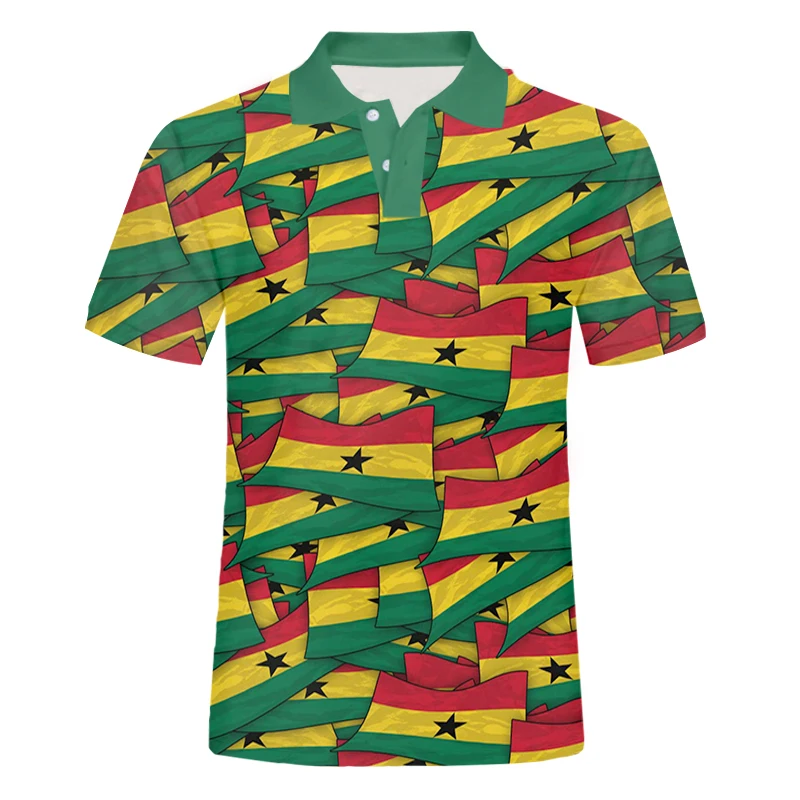 Футболка-поло CJLM мужская с принтом флага Ганы рубашка-поло 3D рисунком большие