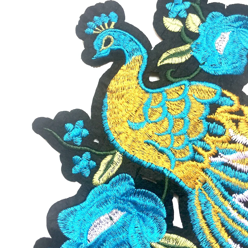 1 шт. Красивые большой с вышивкой Павлин Пришить нашивки для одежды куртка