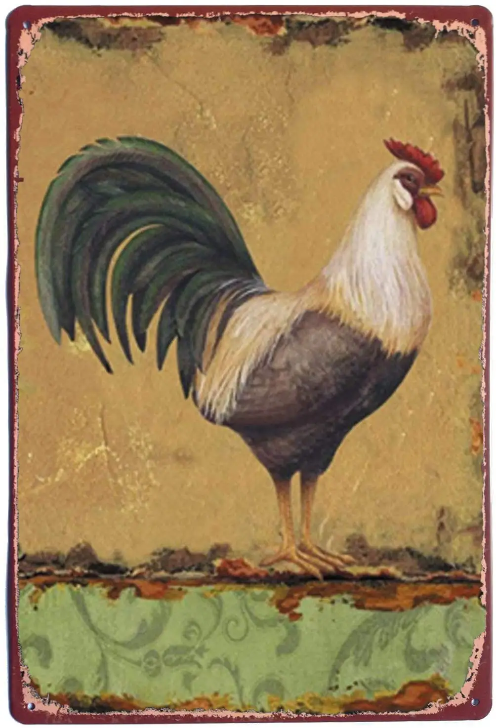 

Cool Rooster Black White Chicken Retro Vintage Metal Tin Signs Farm Decorative Home Wall Decor Signs 8X12 Inches