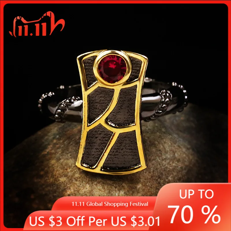 

Black Gold Filled Rings for Women 2020 New Christmas Ruby Hyperbole Fine Jewelry for Luxury Fashion Christmas Party Rings Luxury
