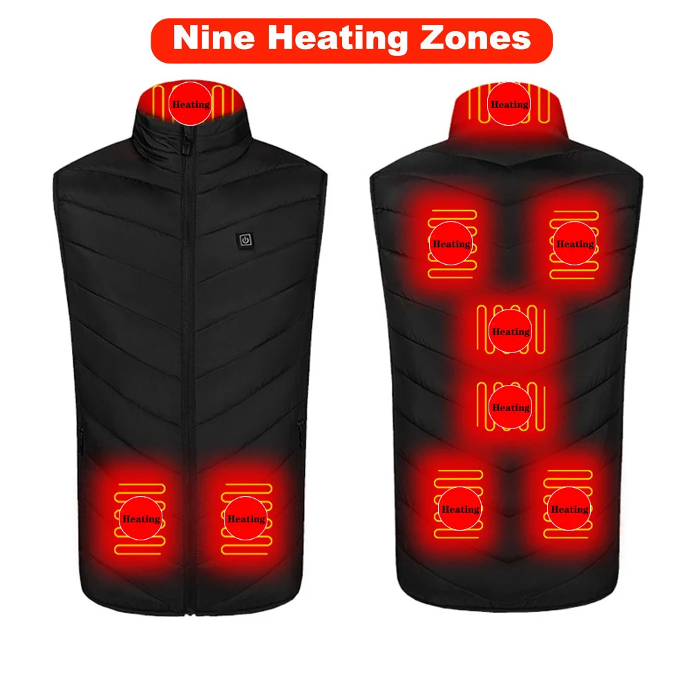 Зимняя куртка с подогревом для мужчин и женщин 9 областей пальто без рукавов