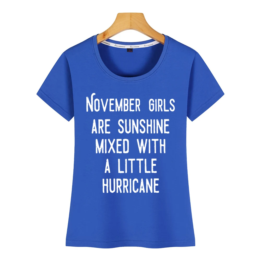 Топы футболка для женщин девочек ноября солнечный свет смешанный юмор белая