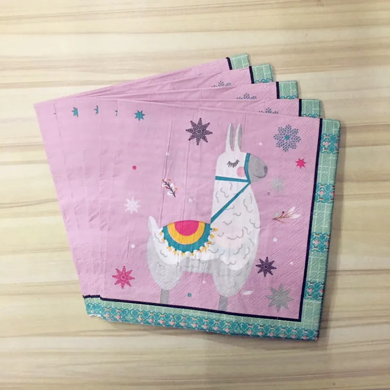 Мультяшная лама альпака товары вечерние наборы одноразовой посуды детские