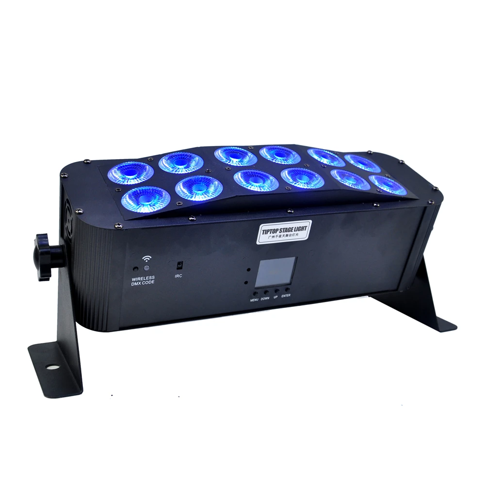 Offerte TIPTOP 12x18W RGBWA UV 6IN1 Batteria Interna Ha Condotto La Luce Della Rondella Della Parete Senza Fili Bar Luce 2.4G Nero Copertura Display A LED TP-WB1218