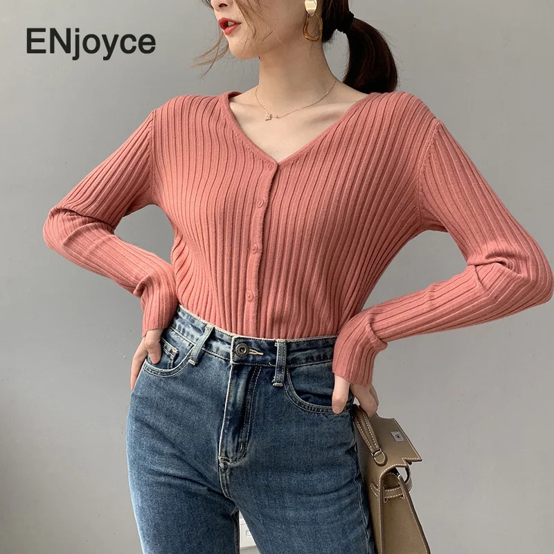 Женский трикотажный кардиган на пуговицах однотонный облегающий свитер в рубчик