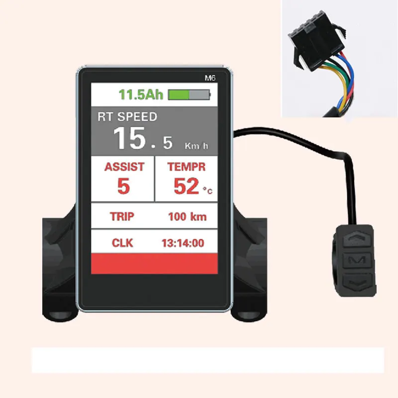 24V SM plug Горячая тип большой цветной экран ЖК-дисплей для Ebike, скутер, электрический велосипед - Цвет: 24V SM plug