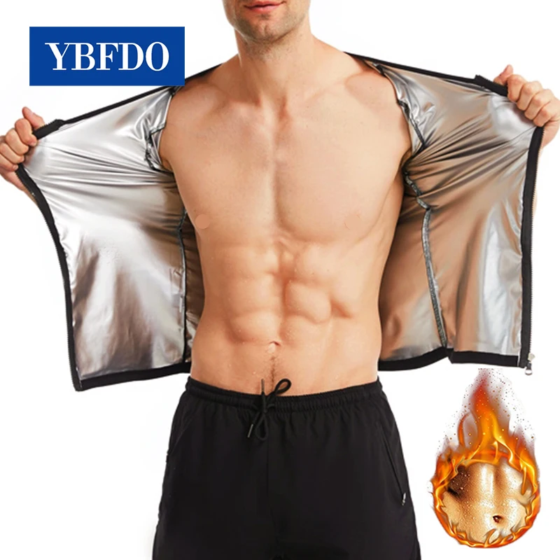 

YBFDO 2021 New Silver ion coating Fat Burn Thermo Shirt for Men Workout Zipper Short sleeve Slimming Sweat Shapewear Hot selling
