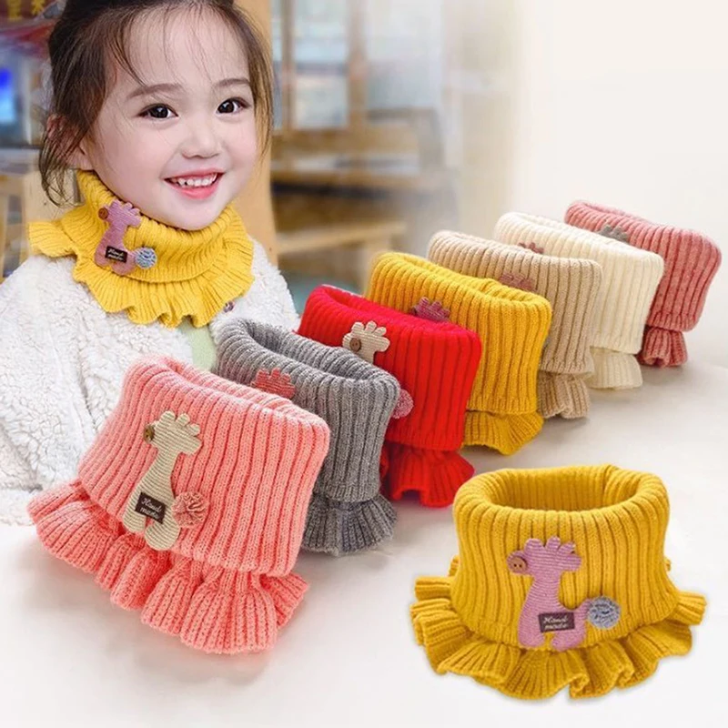 

Spring Autumn Kids Neckerchief Solid Color Children Knit Wool O Ring Neck Collar Boy Girl Outdoor Protect Winter Warm Baby Scarf