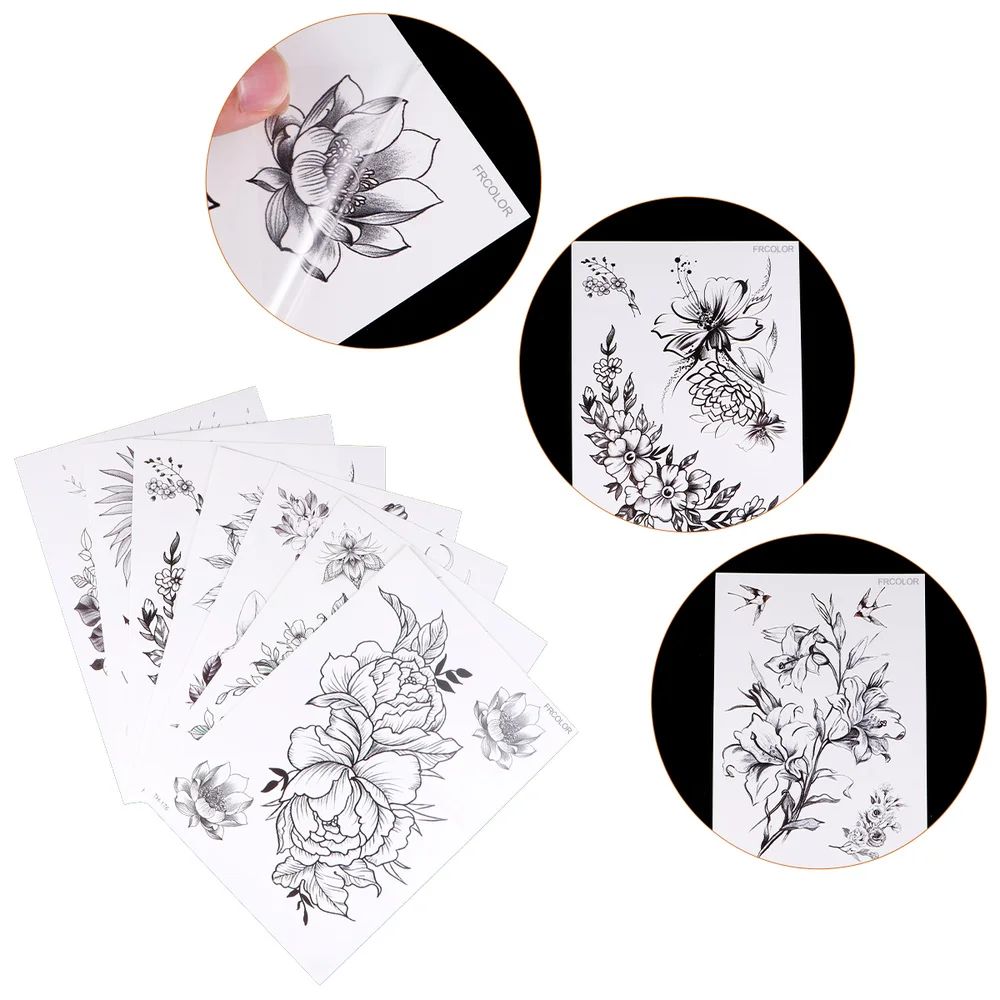 

8PCS Tattoos Sticker Temporary for Kids Men Sketch Floral
