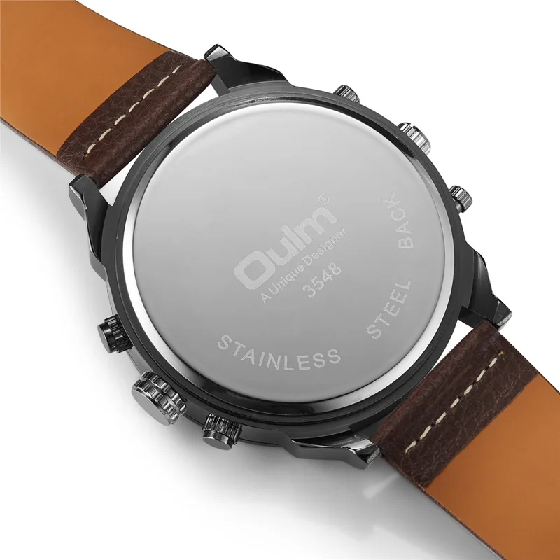 

OULM Quartz Wristwatch Best Gifts for Outdoor Travel Sport Mens Watch Super Big Size Luxury Brand Men Watches Two Time Zone