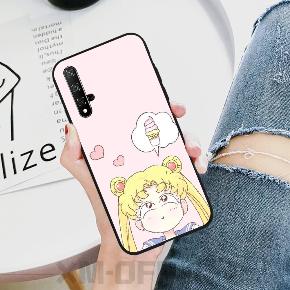 ByLoving Сейлор Мун Аниме Черный Мягкий чехол для телефона из ТПУ Honor 20 20lite view20 7C 8C 7A 8A