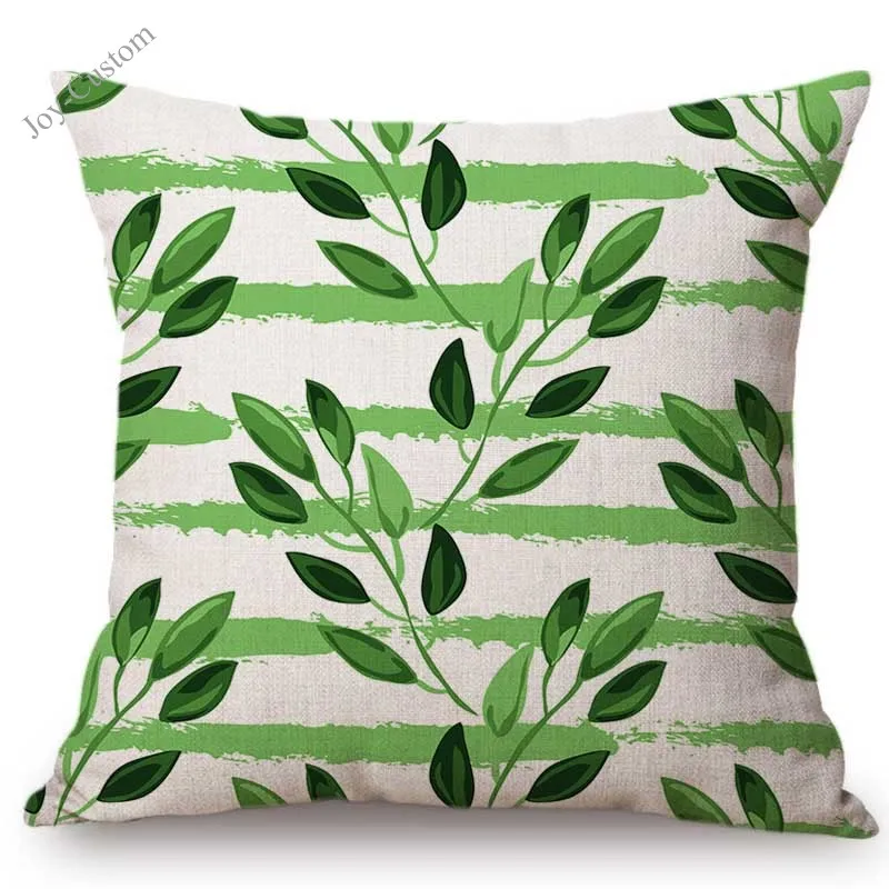 Green Pastoral Ivy Leaf Watercolor Office Decorative Chair Pillow Case Cotton Linen Outdoor Backyard Bench Swing Cushion Cover |