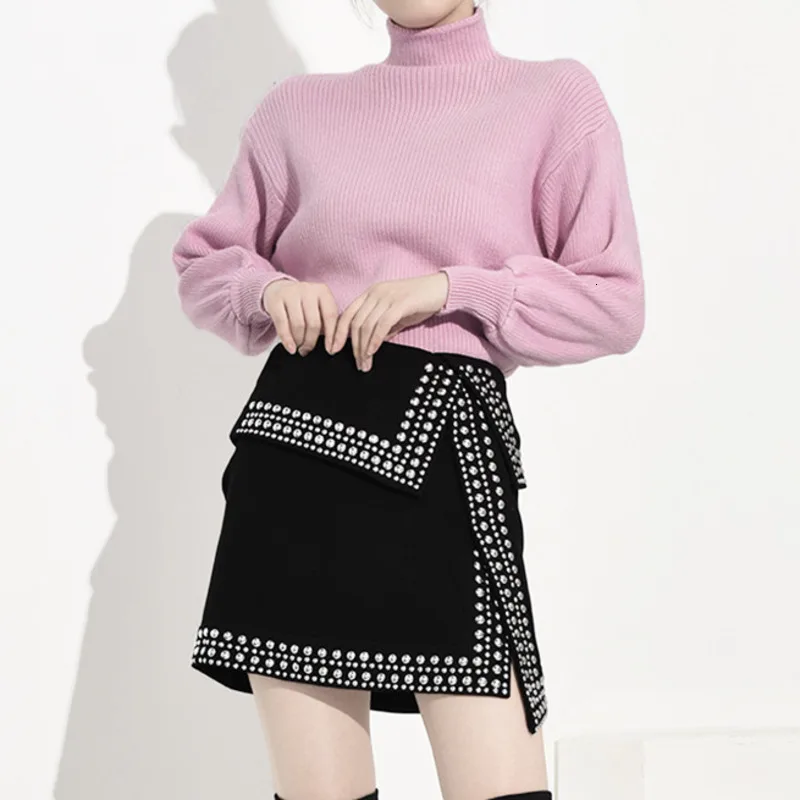 LANMREM 2019 новинка осень и зима водолазка рукав-фонарик вязанный Толстый Пуловер