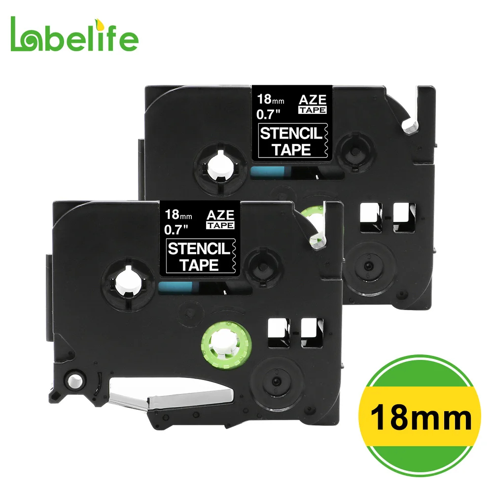 

Labelife 2 Pack 18mm STe-141 24mm STe-151 Stencil Tape Compatible for Brother P-touch Printers 0.7 Inch x 9.8 Feet (18mm x 3m)