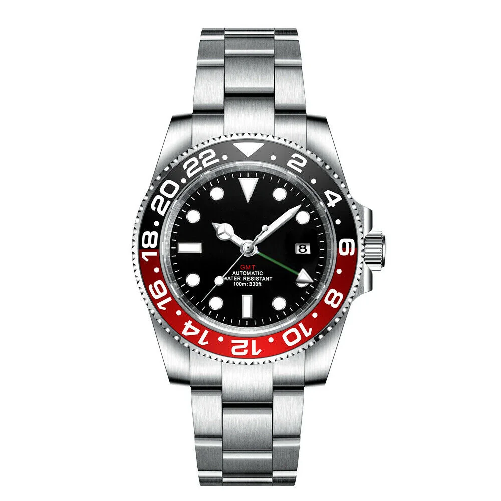 Часы GMT новый дизайн Мужские автоматические механические часы 40 мм Сапфировая