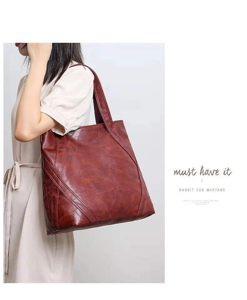 

Women's Luxury Handbag 2020 New Fashion Women's Shoulder Bag Large Capacity Retro Soft Pu Leather High Quality Tote Bag