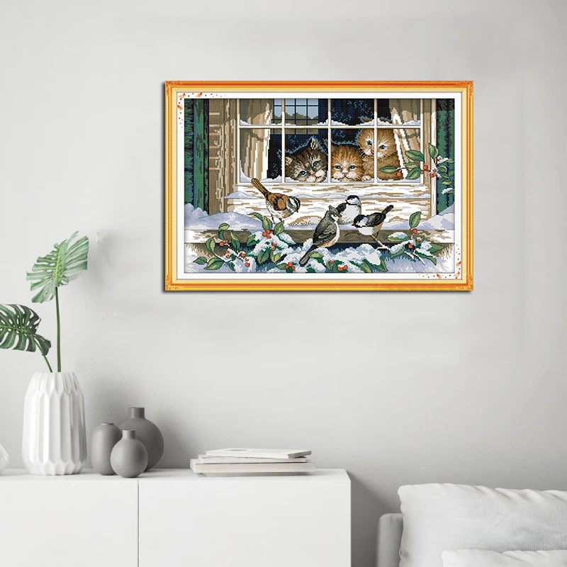 Joy Sunday Landscape out of the window DMC 11CT 14CT Cross Stitch Set Handmade DIY Embroidery Needlework Kit For Gift Home Decor | Дом и сад