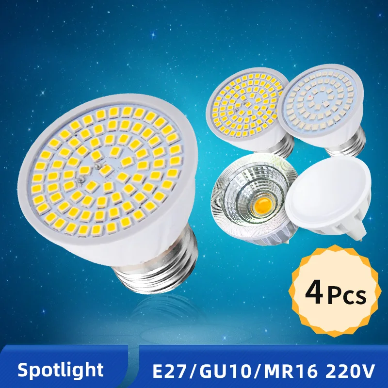 

OK-B 4 шт./лот E27 LED MR16 GU10 Светильник направленного света Bombillas 220V 240V Светодиодные пятно света SMD 2835 Lampara высокое яркое домашнее освещение